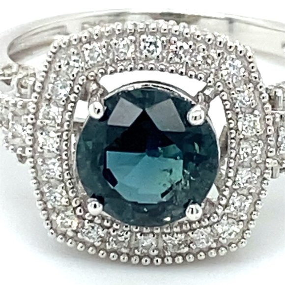 Certified Blue Sapphire 2.05ct Diamonds Platinum R - Picture 7 of 8